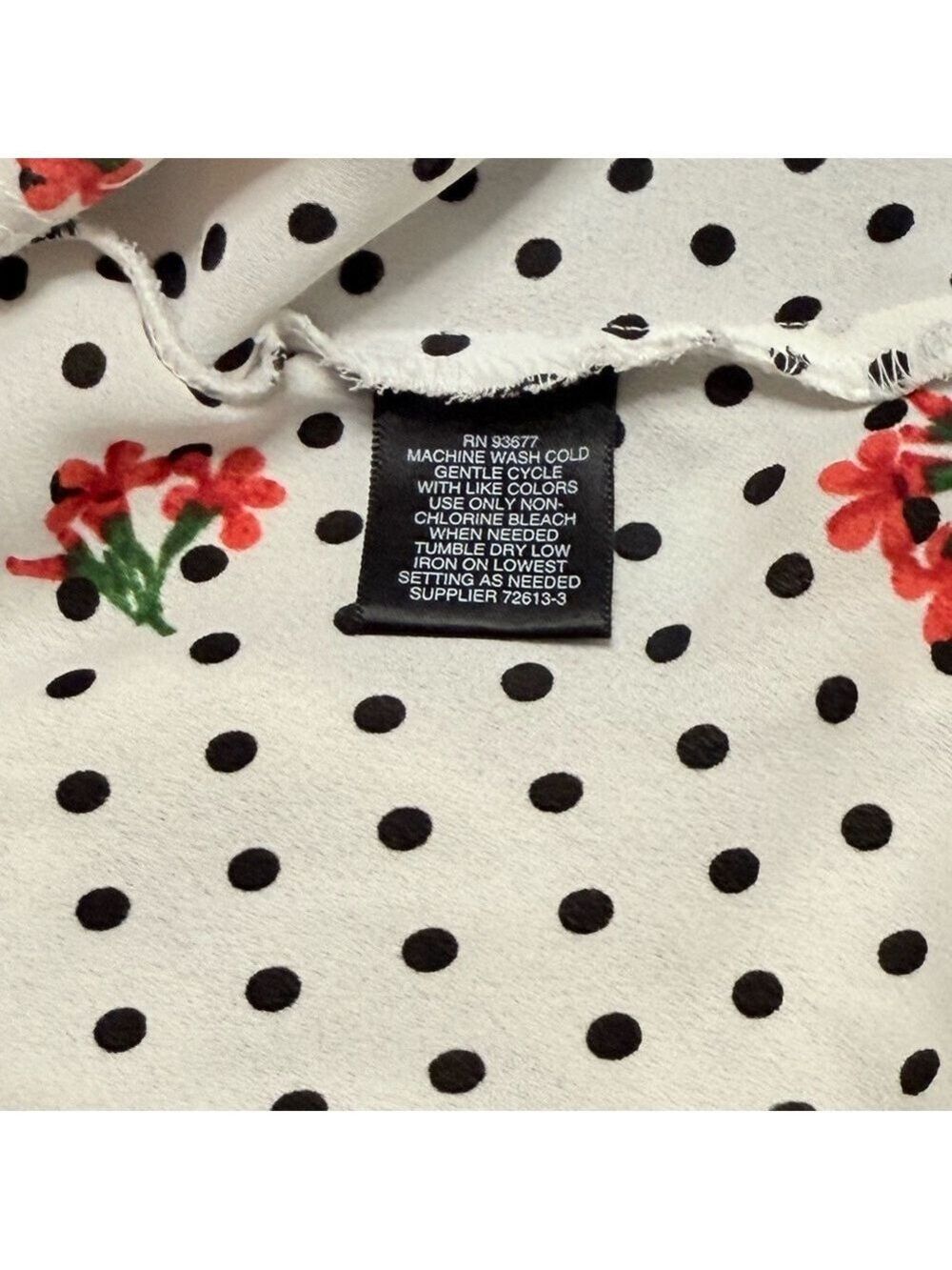 Liz Claiborne Career Women’s White Polka Dot5 Floral Sleeveless Blouse. Size L - Picture 7 of 7